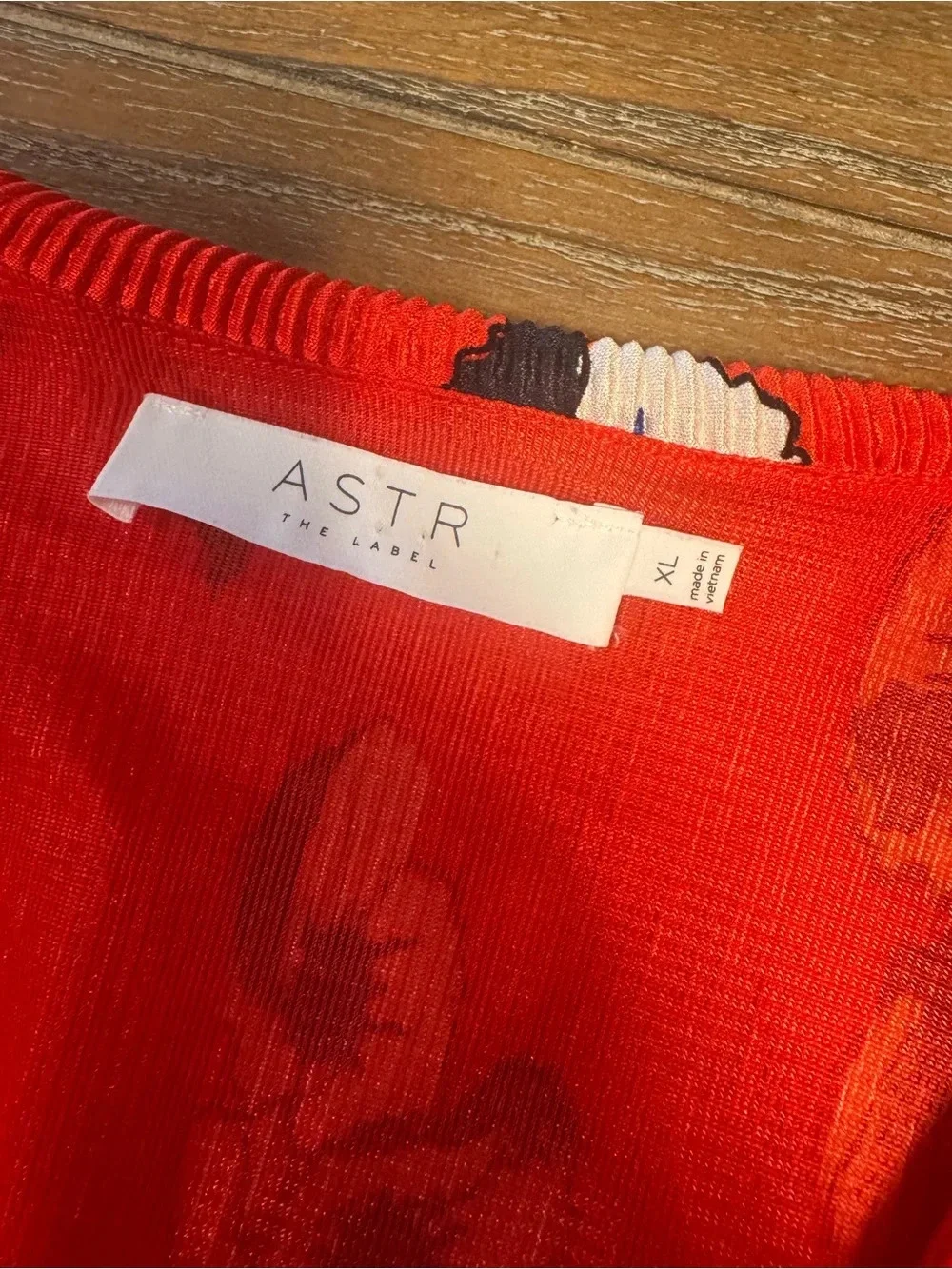 Astr Red Floral Wrap Blouse